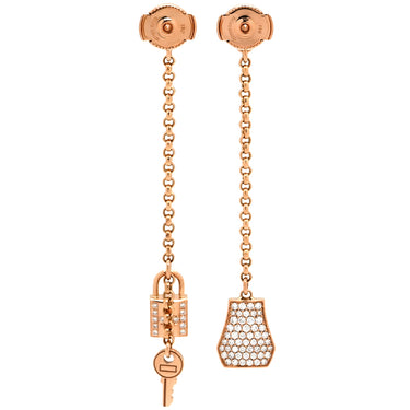 エルメス HERMES ケリー クロシェット ダイヤ H220550B ローズゴールド K18PG ダイヤモンド ピアス ピンクゴールド 750 18K カデナ ドロップ スウィング