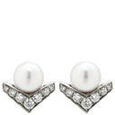 ショーメ CHAUMET エグレット パール ダイヤピアス パールホワイト×ホワイトゴールド K18WG ダイヤモンド ピアス K18 Au750 V字型 ダイヤ