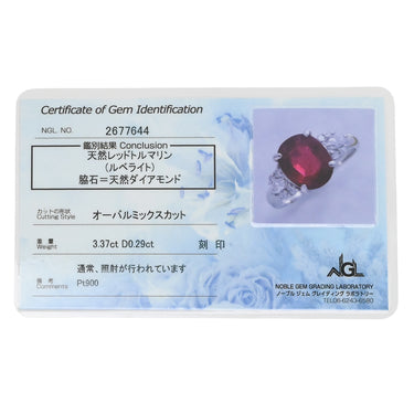 ノンブランド NON BRAND レッドトルマリン 3.37ct ダイヤリング レッド×プラチナシルバー Pt900 ダイヤモンド レッドトルマリン リング 指輪 赤 18K 750 YG オーバルミックスカット ルベライト 12.5号