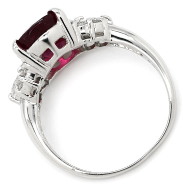 ノンブランド NON BRAND レッドトルマリン 3.37ct ダイヤリング レッド×プラチナシルバー Pt900 ダイヤモンド レッドトルマリン リング 指輪 赤 18K 750 YG オーバルミックスカット ルベライト 12.5号