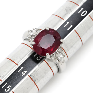 ノンブランド NON BRAND レッドトルマリン 3.37ct ダイヤリング レッド×プラチナシルバー Pt900 ダイヤモンド レッドトルマリン リング 指輪 赤 18K 750 YG オーバルミックスカット ルベライト 12.5号