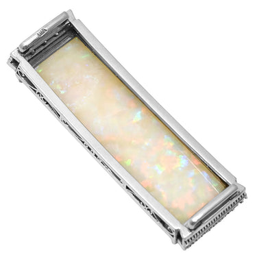 ノンブランド NON BRAND 帯留め オパール ダイヤ プラチナシルバー Pt オパール ダイヤモンド アクセサリー プラチナ 和装 帯小物