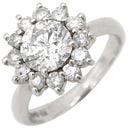ノンブランド NON BRAND ダイヤモンド 1.171ct 0.565ct フラワーモチーフ プラチナシルバー Pt900 ダイヤモンド リング 指輪 プラチナ900 ホールマーク 8号