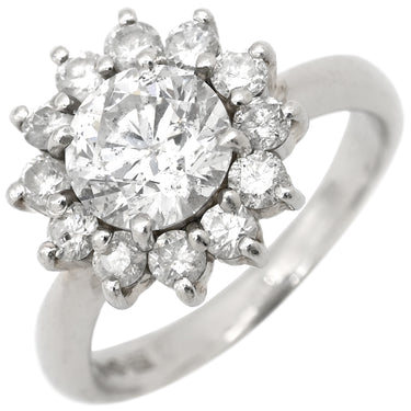 ノンブランド NON BRAND ダイヤモンド 1.171ct 0.565ct フラワーモチーフ プラチナシルバー Pt900 ダイヤモンド リング 指輪 プラチナ900 ホールマーク 8号