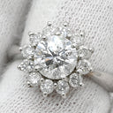 ノンブランド NON BRAND ダイヤモンド 1.171ct 0.565ct フラワーモチーフ プラチナシルバー Pt900 ダイヤモンド リング 指輪 プラチナ900 ホールマーク 8号