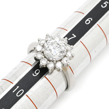 ノンブランド NON BRAND ダイヤモンド 1.171ct 0.565ct フラワーモチーフ プラチナシルバー Pt900 ダイヤモンド リング 指輪 プラチナ900 ホールマーク 8号