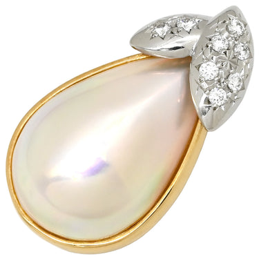 タサキ TASAKI マベパール ダイヤ パールホワイト×プラチナシルバー×イエローゴールド Pt900 K18YG パール ダイヤモンド ペンダントトップ 18K 750 YG プラチナ しずく型 ネックレストップ
