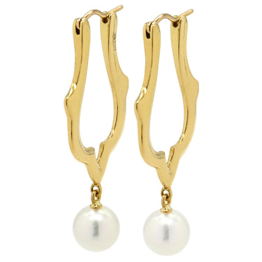 ミキモト MIKIMOTO あこやパール デザインピアス イエローゴールド K18YG パール ピアス MIKIMOTO 18K 750 YG ラウンドシェイプ フープ