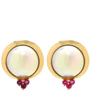 タサキ TASAKI マベパール ルビー イヤリング パールホワイト×レッド×イエローゴールド K18YG パール ルビー イヤリング 白 赤 TASAKI 750YG Au750 ハーフパールシェイプ ネジ式