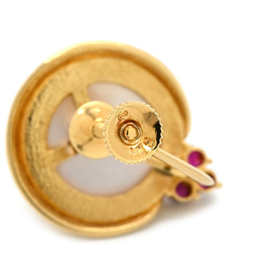 タサキ TASAKI マベパール ルビー イヤリング パールホワイト×レッド×イエローゴールド K18YG パール ルビー イヤリング 白 赤 TASAKI 750YG Au750 ハーフパールシェイプ ネジ式