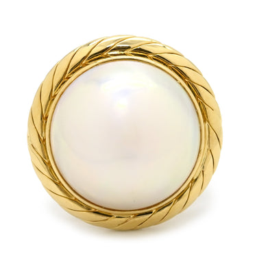 タサキ TASAKI マベパール パールホワイト×イエローゴールド K18YG パール リング 指輪 18K 18金 750 YG 真珠 ハーフマウントシェイプ 11号