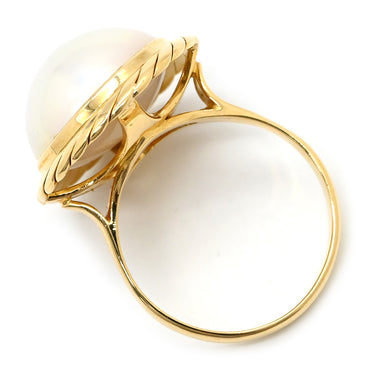 タサキ TASAKI マベパール パールホワイト×イエローゴールド K18YG パール リング 指輪 18K 18金 750 YG 真珠 ハーフマウントシェイプ 11号