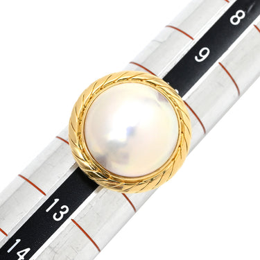 タサキ TASAKI マベパール パールホワイト×イエローゴールド K18YG パール リング 指輪 18K 18金 750 YG 真珠 ハーフマウントシェイプ 11号