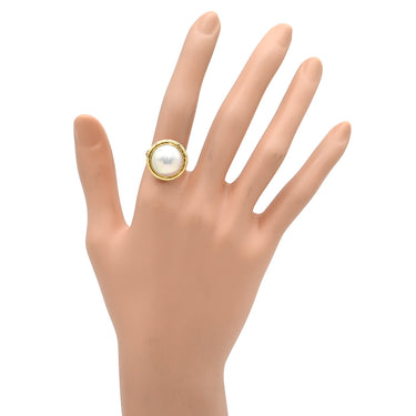 タサキ TASAKI マベパール パールホワイト×イエローゴールド K18YG パール リング 指輪 18K 18金 750 YG 真珠 ハーフマウントシェイプ 11号