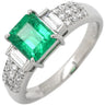 ノンブランド NON BRAND エメラルド 1.10ct ダイヤモンド グリーン×プラチナシルバー Pt900 エメラルド ダイヤモンド リング 指輪 緑 ステップカット プラチナ900 パヴェ 12号