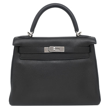 エルメス HERMES ケリー28 内縫い ブラック トゴ 2WAYバッグ シルバー金具 黒