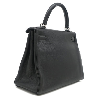 エルメス HERMES ケリー28 内縫い ブラック トゴ 2WAYバッグ シルバー金具 黒