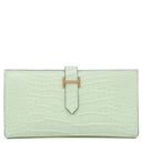 エルメス HERMES ベアンスフレ ヴェールデュー アリゲーターマット 長財布 ゴールド金具 新品 未使用 薄緑 クロコ 二つ折り 2025年製