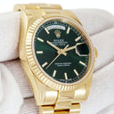 腕時計 ロレックス ROLEX デイデイト 36 118238 ランダム番 自動巻き メンズ メーカーOH済 ランダム番 K18YG無垢 グリーン フルーテッドベゼル