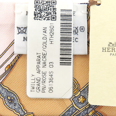 エルメス Herms ツイリー H061364S 03 ローズナークル×ゴールド×アントラシト シルク スカーフ 【GRAND APPARAT/グラン アパラ】