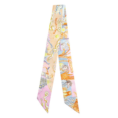 エルメス HERMES ツイリー H064103S オレンジ×ペトロール×ヴューローズ シルク スカーフ 新品 未使用 【シティー オブ ライト】