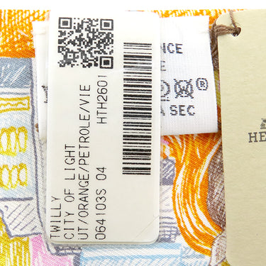 エルメス HERMES ツイリー H064103S オレンジ×ペトロール×ヴューローズ シルク スカーフ 新品 未使用 【シティー オブ ライト】
