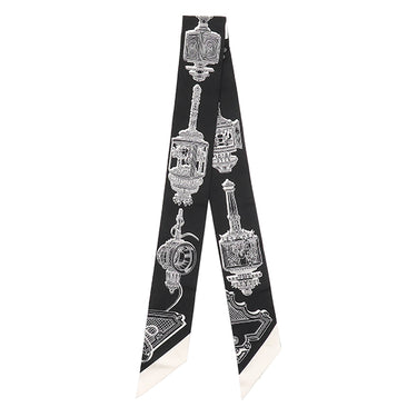 エルメス Herms ツイリー H063081S ブラック×ホワイト シルク スカーフ 新品 未使用 【メルヴェイユーズ ランタン】