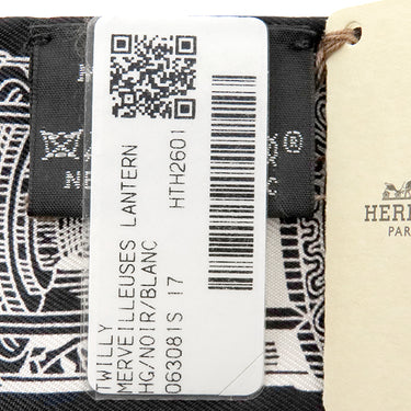 エルメス Herms ツイリー H063081S ブラック×ホワイト シルク スカーフ 新品 未使用 【メルヴェイユーズ ランタン】