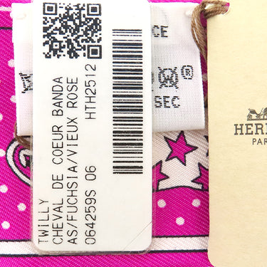 エルメス Hermes ツイリー H064259S フューシャ×ヴューローズ×ホワイト シルク スカーフ 新品 未使用 【シュヴァル ドゥ クール バンダナ】