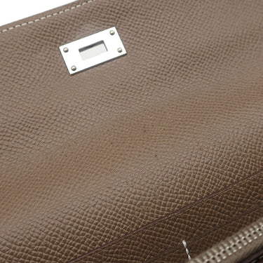 エルメス HERMES ケリーウォレット ロング エトゥープ ヴォーエプソン 長財布 シルバー金具 グレージュ