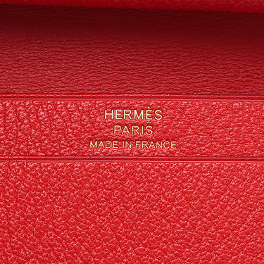 エルメス HERMES ベアンミニ ルージュラデュー シェーブル 二つ折り財布 ゴールド金具 赤 コンパクト 2025年製