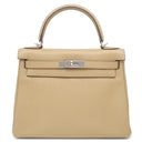 エルメス HERMES ケリー28 内縫い タバックキャメル トリヨンクレマンス 2WAYバッグ シルバー金具 ベージュ