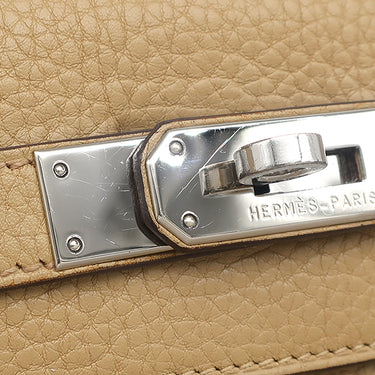 エルメス HERMES ケリー28 内縫い タバックキャメル トリヨンクレマンス 2WAYバッグ シルバー金具 ベージュ
