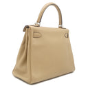 エルメス HERMES ケリー28 内縫い タバックキャメル トリヨンクレマンス 2WAYバッグ シルバー金具 ベージュ