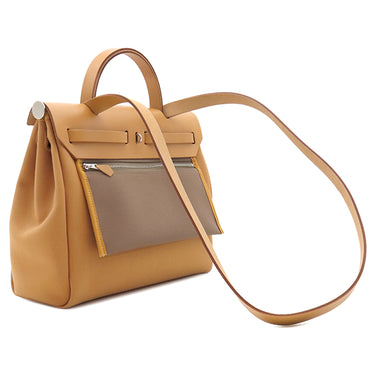 エルメス HERMES エールバッグジップ PM 31 ルトゥルネ ナチュレルサブレ×デュンヌ×エトゥープ トワルオフィシエ レザー ヴァッシュハンター 2WAYバッグ シルバー金具 キャンバス バイカラー