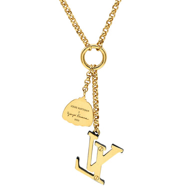 ルイヴィトン LOUIS VUITTON LV×YK コリエLV アイコニック インフィニティドット M01079 ブラック×ホワイト×ゴールド GP 樹脂系 ネックレス 草間彌生