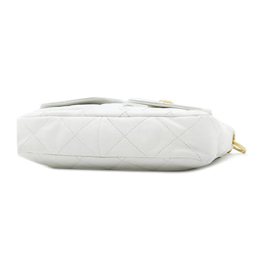 シャネル CHANEL Wポケット ホーボーバッグ AS5384B ホワイト キャビアスキン 2WAYバッグ マットゴールド金具 ココマーク