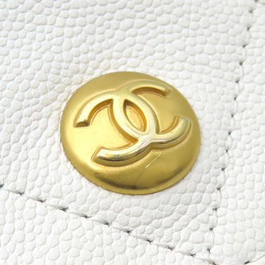 シャネル CHANEL Wポケット ホーボーバッグ AS5384B ホワイト キャビアスキン 2WAYバッグ マットゴールド金具 ココマーク