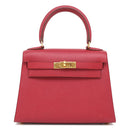 エルメス HERMES ミニケリー 20 外縫い ルージュヴィフ クシュベル 2WAYバッグ ゴールド金具 ショルダー