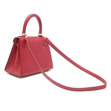 エルメス HERMES ミニケリー 20 外縫い ルージュヴィフ クシュベル 2WAYバッグ ゴールド金具 ショルダー