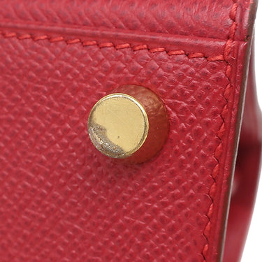 エルメス HERMES ミニケリー 20 外縫い ルージュヴィフ クシュベル 2WAYバッグ ゴールド金具 ショルダー