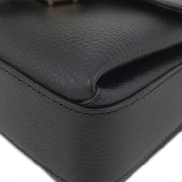 グッチ GUCCI インターロッキングG チェーンショルダー 607720 ブラック レザー ショルダーバッグ シャンパンゴールド金具 黒