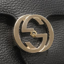 グッチ GUCCI インターロッキングG チェーンショルダー 607720 ブラック レザー ショルダーバッグ シャンパンゴールド金具 黒