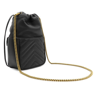 グッチ GUCCI GGマーモント キルティング ミニ バケット 746433 ブラック レザー シェブロンキルティングレザー ショルダーバッグ マットゴールド金具 ダブルG