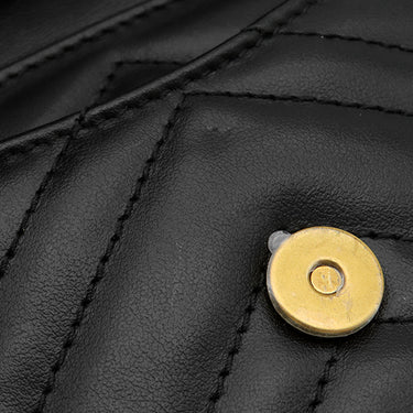 グッチ GUCCI GGマーモント キルティング ミニ バケット 746433 ブラック レザー シェブロンキルティングレザー ショルダーバッグ マットゴールド金具 ダブルG