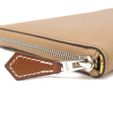 エルメス HERMES アザップロング シルクイン チャイ ヴォーエプソン 長財布 シルバー金具 薄茶 黄色 馬蹄モチーフ 花柄