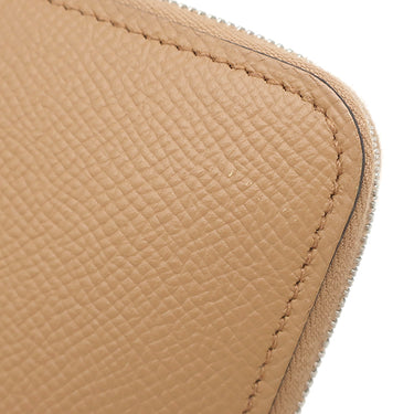エルメス HERMES アザップロング シルクイン チャイ ヴォーエプソン 長財布 シルバー金具 薄茶 黄色 馬蹄モチーフ 花柄