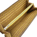 エルメス HERMES アザップロング シルクイン チャイ ヴォーエプソン 長財布 シルバー金具 薄茶 黄色 馬蹄モチーフ 花柄