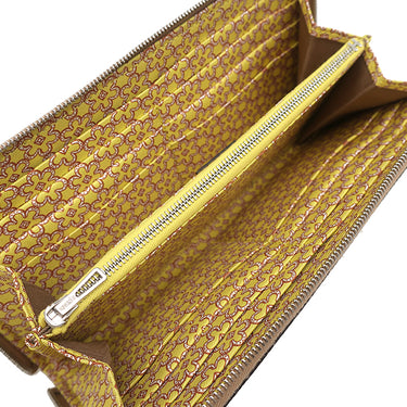 エルメス HERMES アザップロング シルクイン チャイ ヴォーエプソン 長財布 シルバー金具 薄茶 黄色 馬蹄モチーフ 花柄