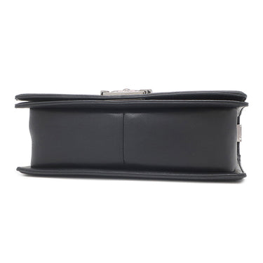 シャネル CHANEL ボーイシャネル25 A67086 ブラック ラムスキン ショルダーバッグ シルバー金具 シェブロン チェーンショルダー